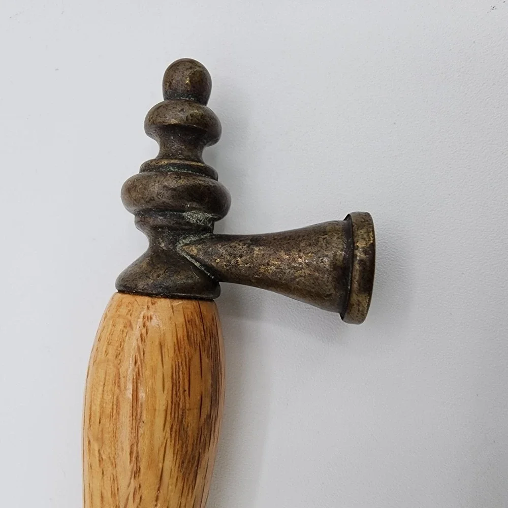 Vintage Salvaged Recycled Wood &‎ Brass Drawer Pulls Oak & Metal Cabinet Handles